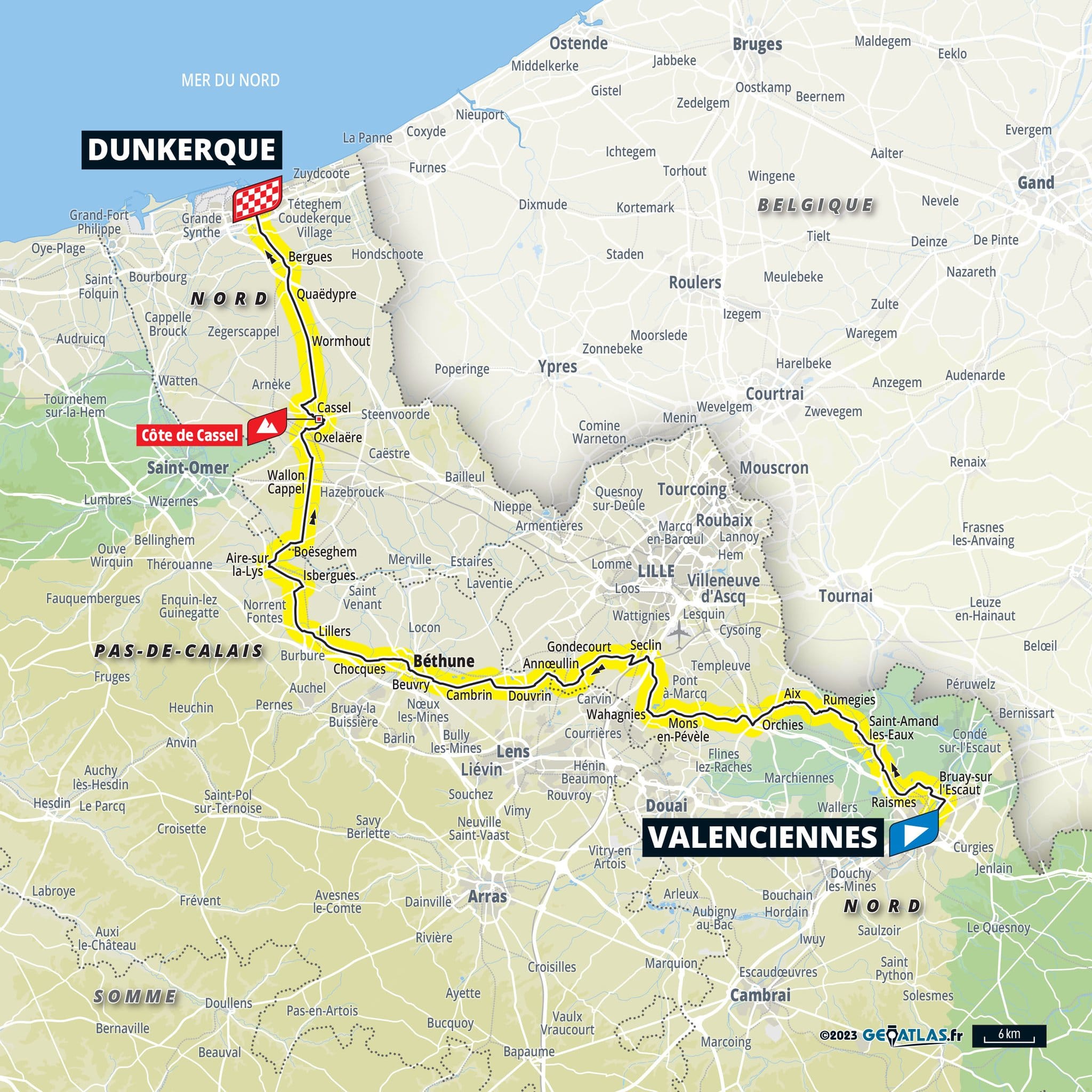 Départ tour de france 2025 Départ de Valenciennes arrivée Dunkerque lundi 7 juillet 2025