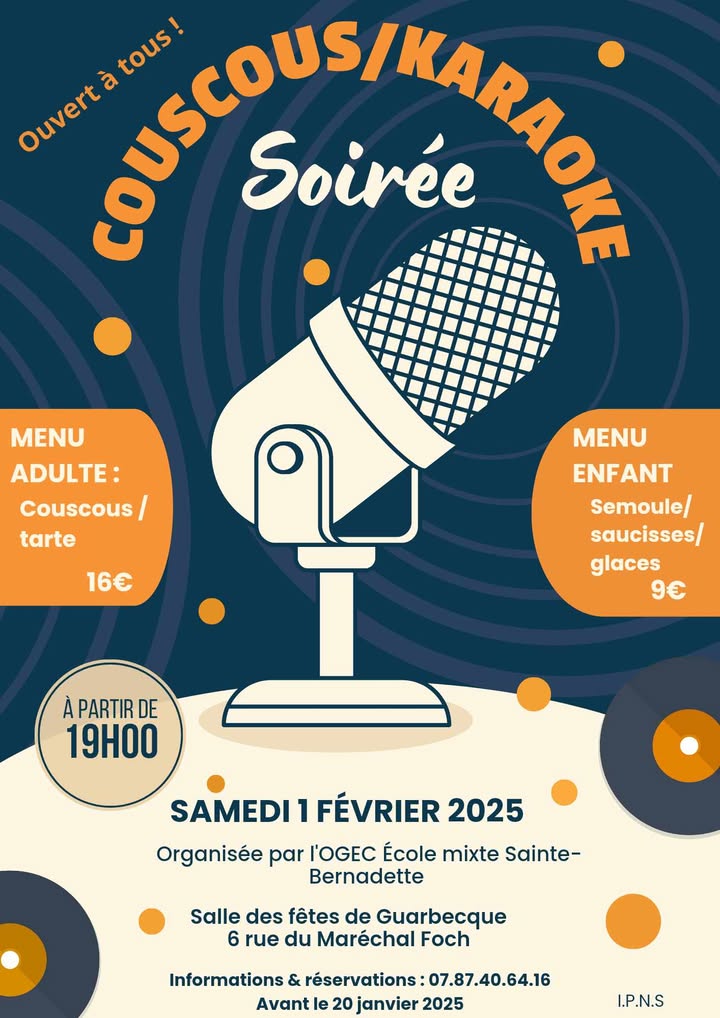 Soirée couscous Guarbecque le samedi 1 février