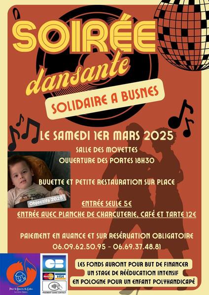 Soirée dansante le samedi 1 mars des 18h30