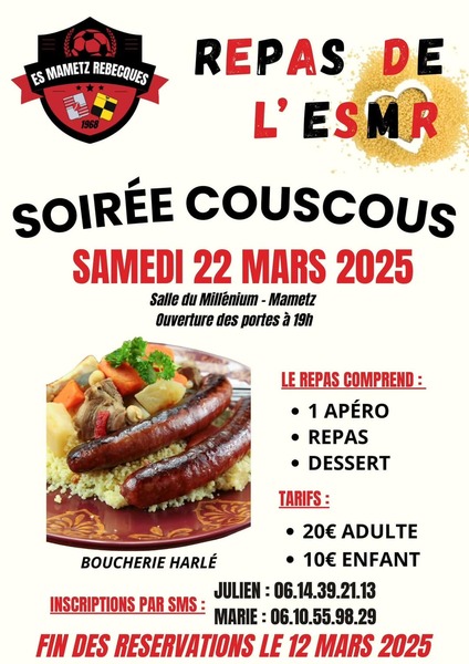 Repas couscous Mametz 22 mars