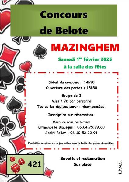 Concours de belote à Mazinghem 1 février