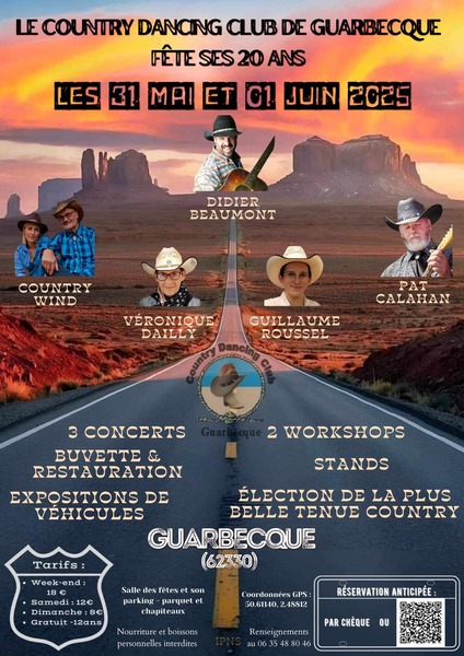 Concert de country le 31 mai et dimanche 1 juin à Guarbecque