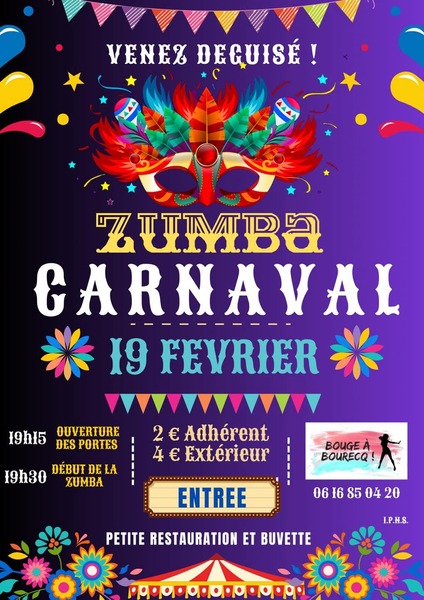 Un évènement zumba carnaval est organisé ce mercredi 19 février à Bourecq