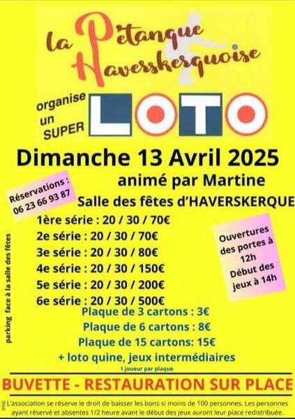 Loto à Haverskerque le dimanche 13 avril des 14h