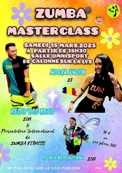 Zumba Masterclass avec Rémy Dos Reis et Adela Iacob le samedi 15 mars salle Omnisport