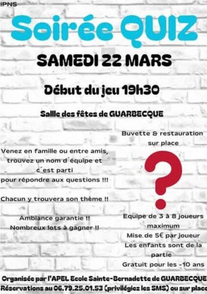 Soirée qui à Guarbecque le samedi 22 mars dès 19h30