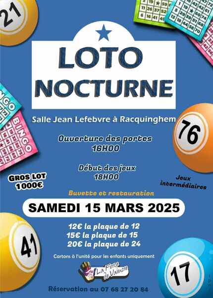 Loto en nocturne ce samedi 15 mars à Racquinghem