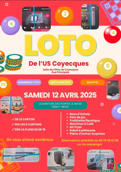 Un loto est programmé ce samedi 12 avril à Coyecques