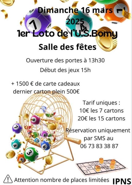 Loto à Bomy le dimanche 16 mars