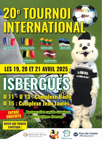 20éme édition du tournoi international d'isbergues les 19, 20 et 21 avril 2025