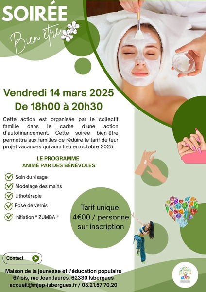 Soirée bien être ce vendredi 14 mars de 18h à 20h30