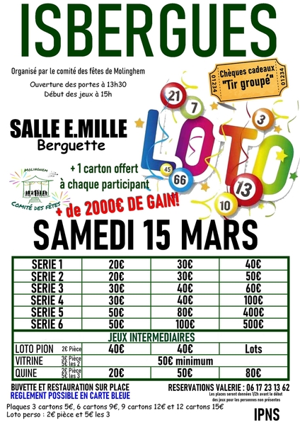 Loto isbergues le samedi 15 mars