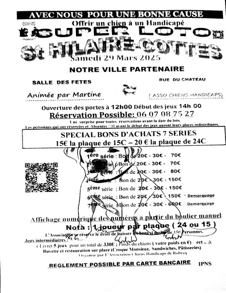 Loto à Saint Hillaire cottes pour le samedi 29 mars