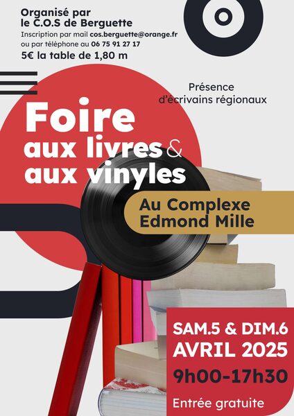 Foire aux livres et aux vinyles les samedi 5 et dimanche 6 avril à Isbergues