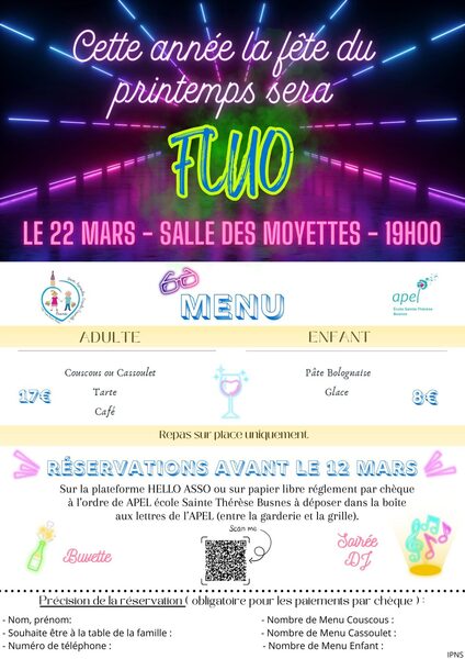 Soirée dansante fluo le samedi 22 mars dans la salle des Busnes