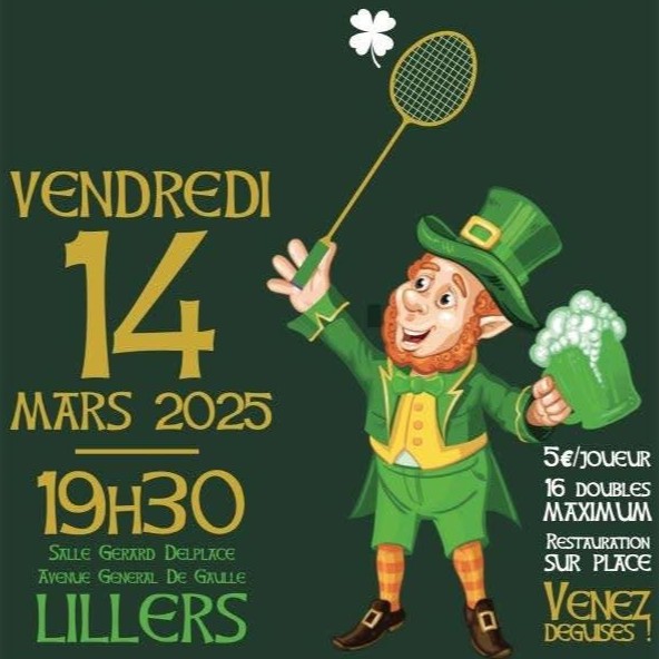 Tournoi de la Saint Patrick de Badminton le vendredi 14 mars