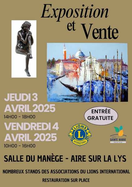 Exposition et vente à Aire sur la Lys ce jeudi 3 avril et vendredi 4 avril