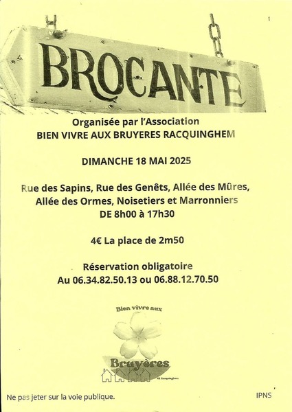 Brocante à Racquinghem le dimanche 18 mai