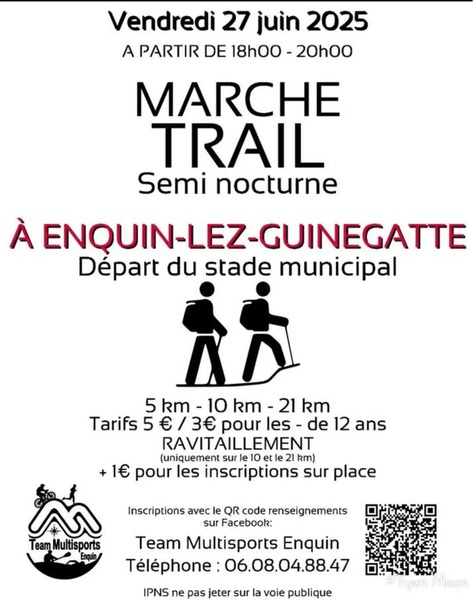 Marche et trail ce vendredi 27 juin de 18h à 20h au départ de Enquin les guinegatte