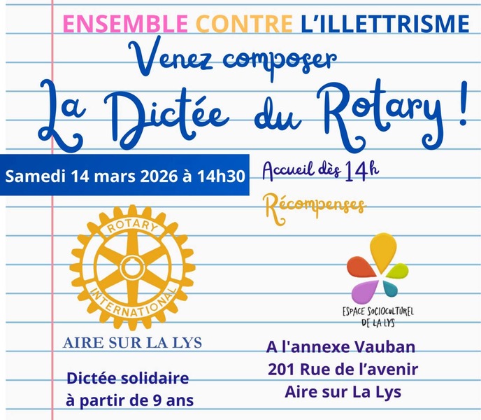 La dictée du Rotary ce samedi 14 mars à Aire sur la Lys