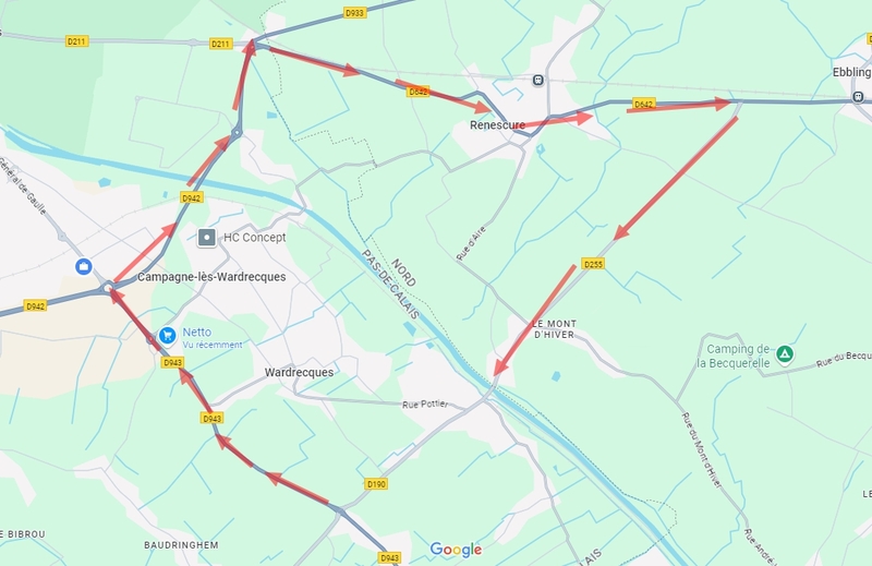 Déviation pour les travaux de la D190 de Racquinghem