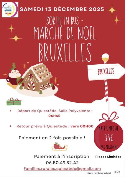 Marché de Noel de Bruxelles depuis la commune de Quiestede ce samedi 13 décembre