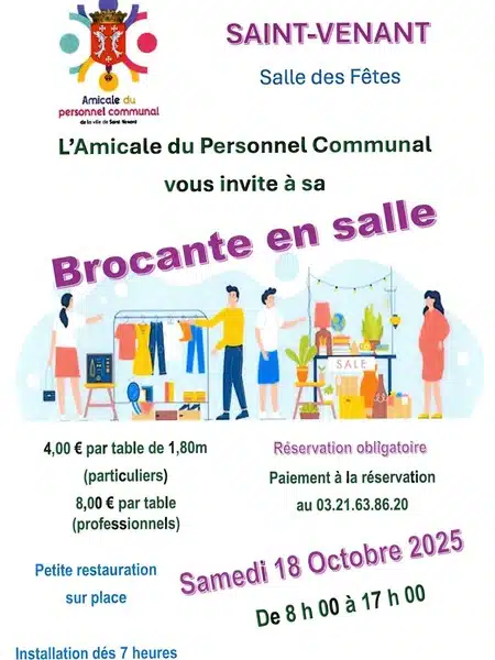 Une brocante en salle est organisée ce samedi 18 octobre à Saint Venanant
