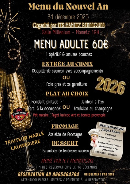 Soirée du nouvel an à Mametz ce 31 décembre
