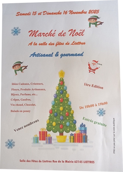 Liettres en fête lance un marché de Noel pour le week-end du samedi 15 et dimanche 16 novembre