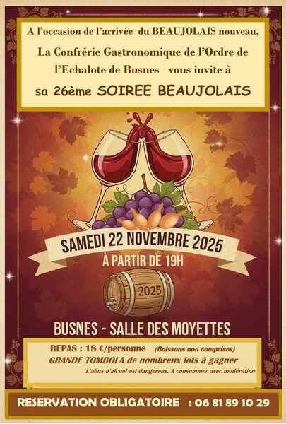 Une soirée Beaujolais nouveau est organisée à Busnes ce samedi 22 novembre
