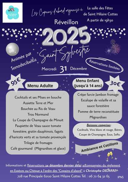 Une soirée du nouvel an organisé à Saint Hilaire Cottes