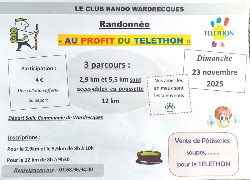 Des randonnées pour la bonne cause ce dimanche 23 novembre à Wardrecques