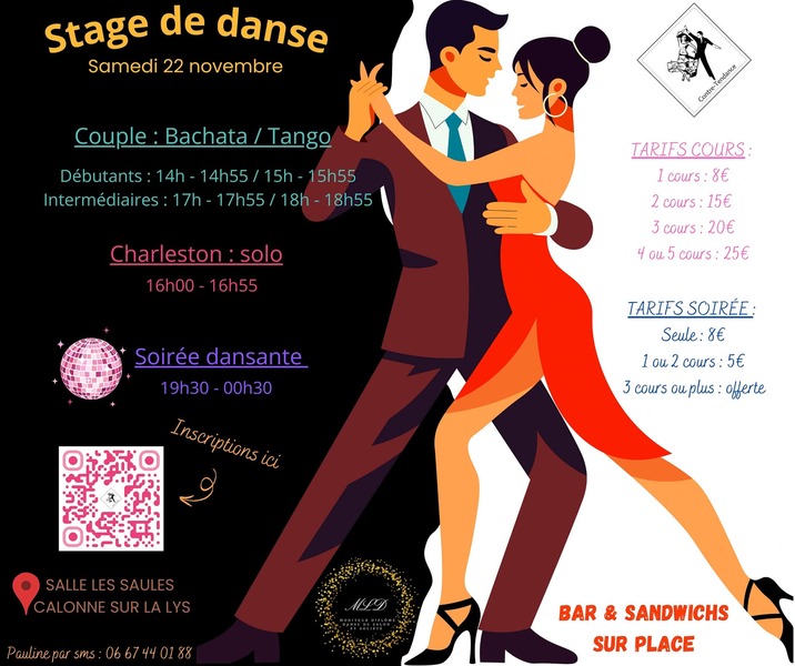 Stage de danse et soirée à Calonne sur la Lys ce samedi 22 novembre
