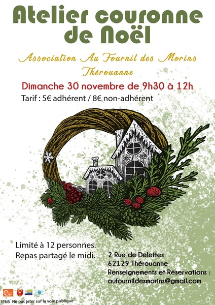 Atelier couronne de Noel chez les Morins de Thérouanne
