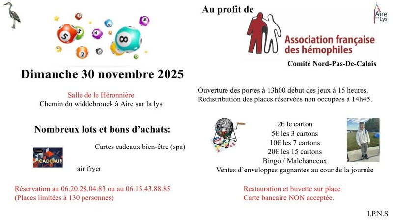 Un loto est organisé ce dimanche 30 novembre à Aire sur la Lys