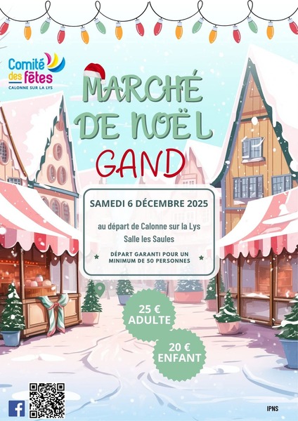 Marché de Noel de Gand ce samedi 6 décembre depuis Calonne sur la Lys