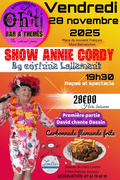 Show Annie Cordy en prestation au repas spectacle de Mont Bernenchon via le Ch'ti bar à Thèmes