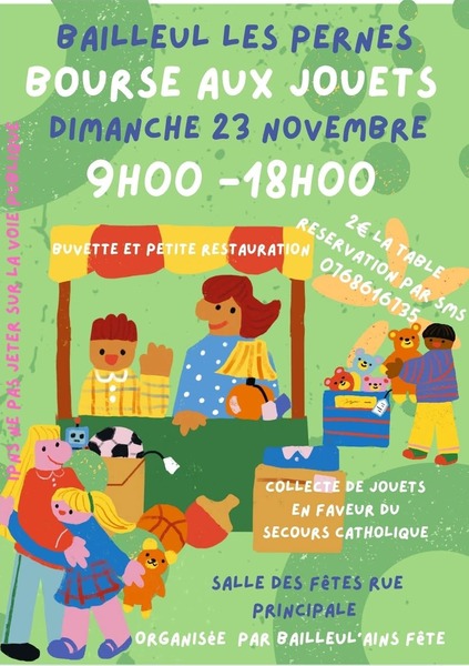Une bourse aux jouets est organisée ce dimanche 23 novembre à Bailleul les Pernes