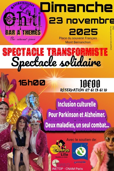 Un spectacle solidaire, spectacle transformiste est organisé ce dimanche 23 novembre
