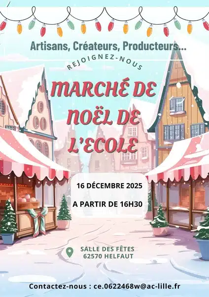 Marché de Noel de l'école de Helfaut ce mardi 16 décembre