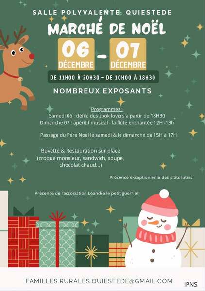 Marché de Noel à Quiestede ce samedi 6 et dimanche 7 décembre