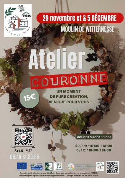 Atelier couronne hivernale ce samedi 29 novembre et vendredi 5 décembre à Witternesse
