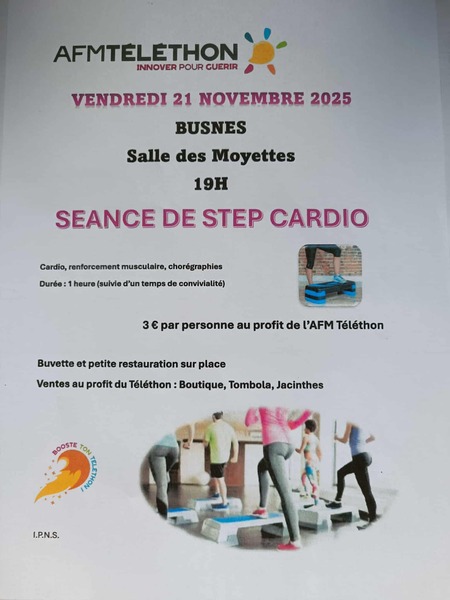 Séance de Step cardio ce vendredi 21 novembre à Busnes pour le téléthon