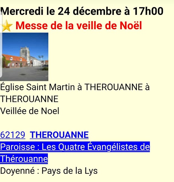 Messe de la veille de Noel à Thérouanne