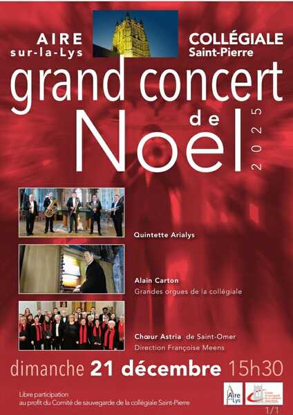 grand concert de Noel ce dimanche 21 décembre à Aire sur La Lys