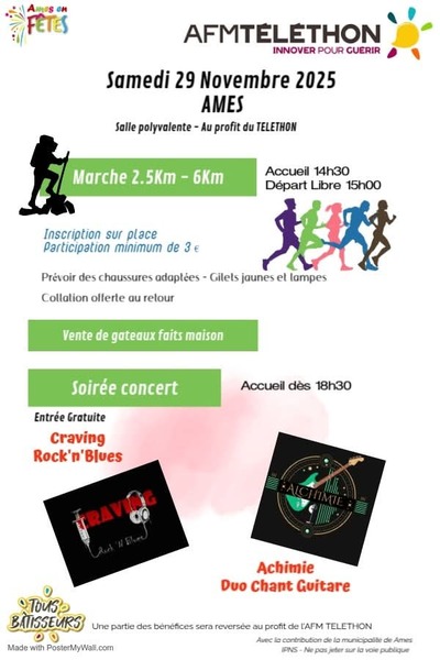 Soirée téléthon ce samedi 29 novembre à Ames