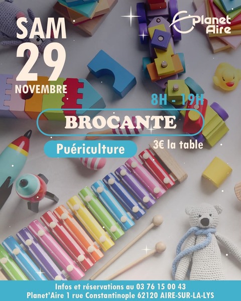 Une bourse aux jouets ce samedi 29 novembre de 8h à 19h chez Planet'Aire de Aire sur la Lys