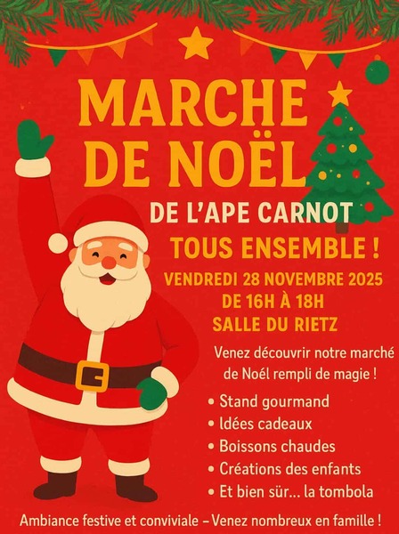 Marché de Noel de l'APE de l'école Carnot située à Isbergues le vendredi 28 novembre