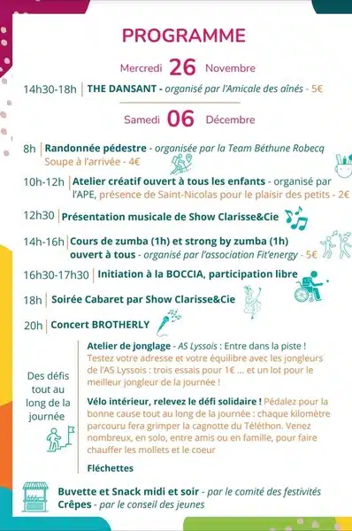 Journée téléthon pour Robecq ce samedi 6 décembre