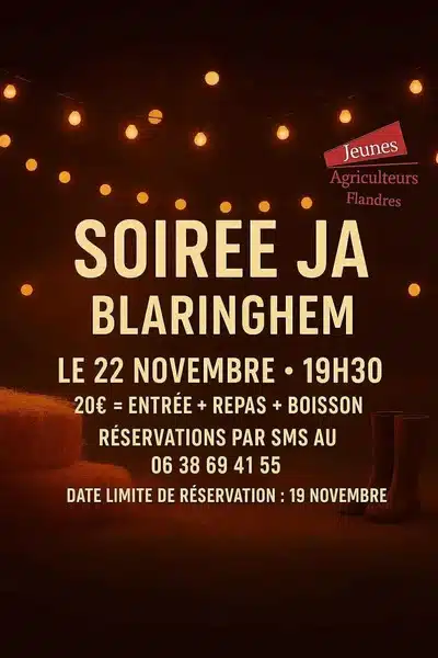 Soirée des jeunes agriculteurs des Flandres à Blaringhem ce samedi 22 novembre